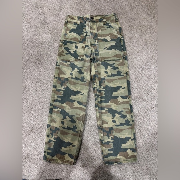 Free People We The Free Remy Camoflauge High Rise Crop Pants Cropped 26 - Picture 12 of 12